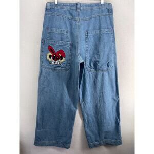 A.LAB Jeans Mens 38 Mega Rave Pixel Wide Leg Baggy Y2K Denim Cotton Blue